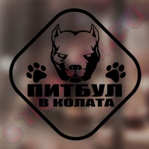 Стикер питбул в колата - 1